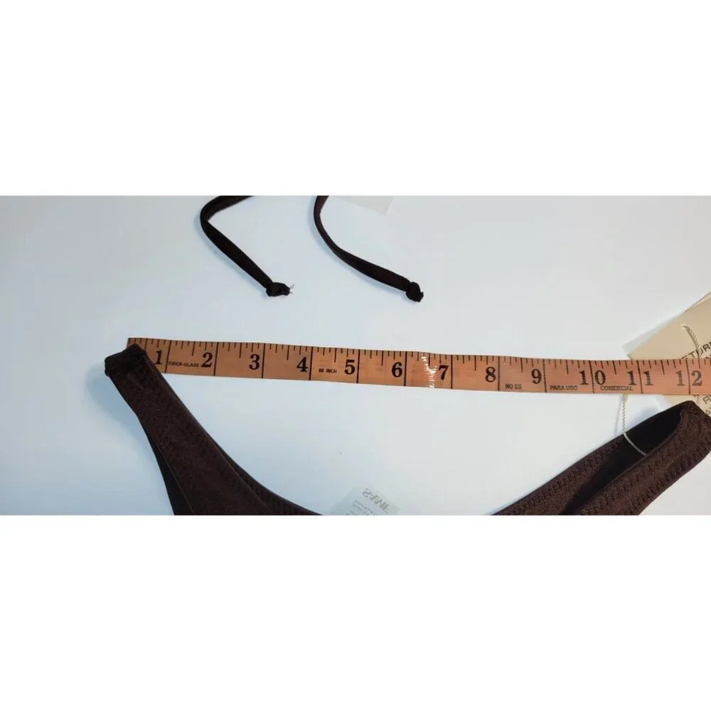 SAME Los Angeles Swim Bikini Set 2Pc Triangke Top L 90s Bottom Medium Brown SZ M - Picture 7 of 16